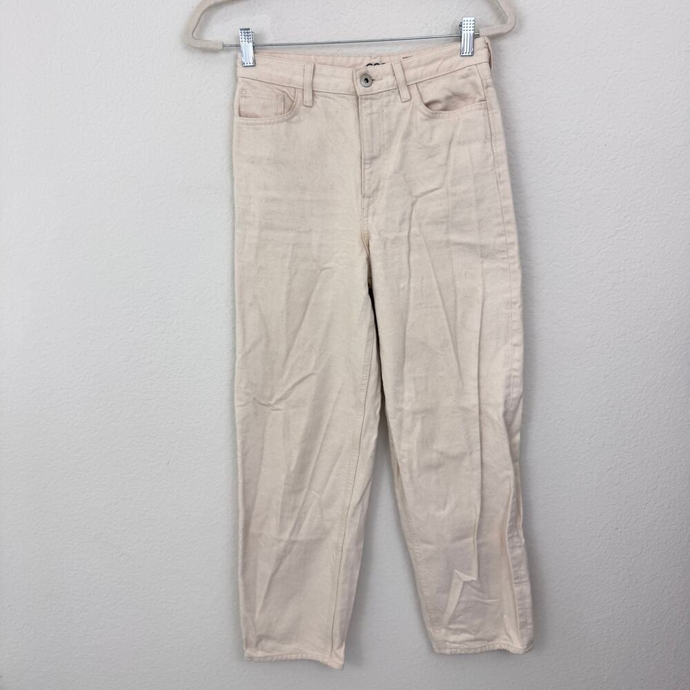 COS Womens Tapered High Rise Ankle Jeans Size 25 100% Cotton Denim Speckle Cream